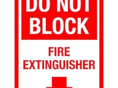 Do not block fire extinguisher signs